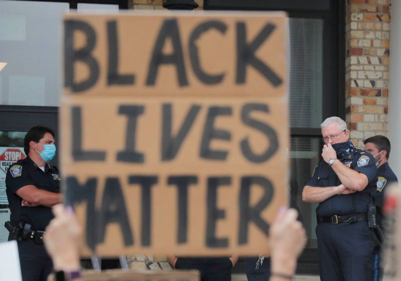 FILE PHOTO: Demonstrators protest against racial inequality in Boston
