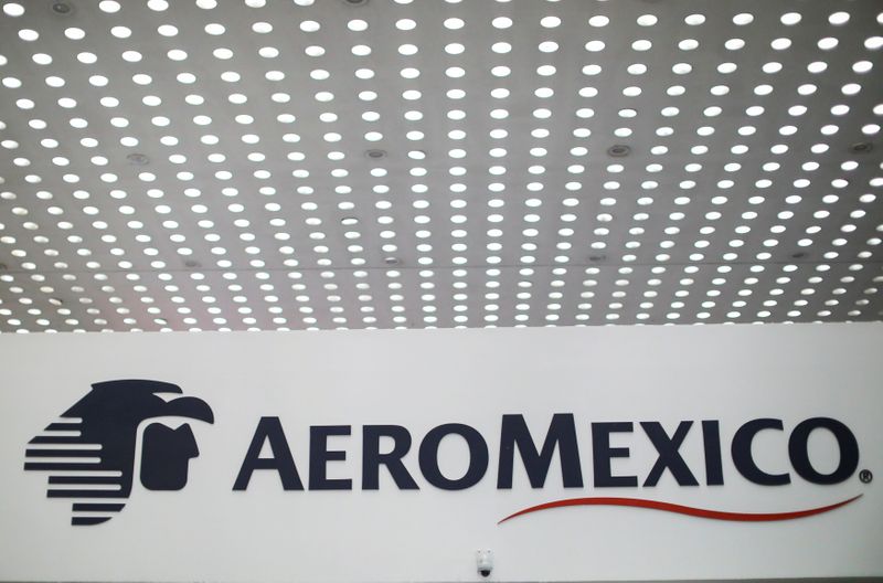 The logo of the aerial company Aeromexico is seen at
