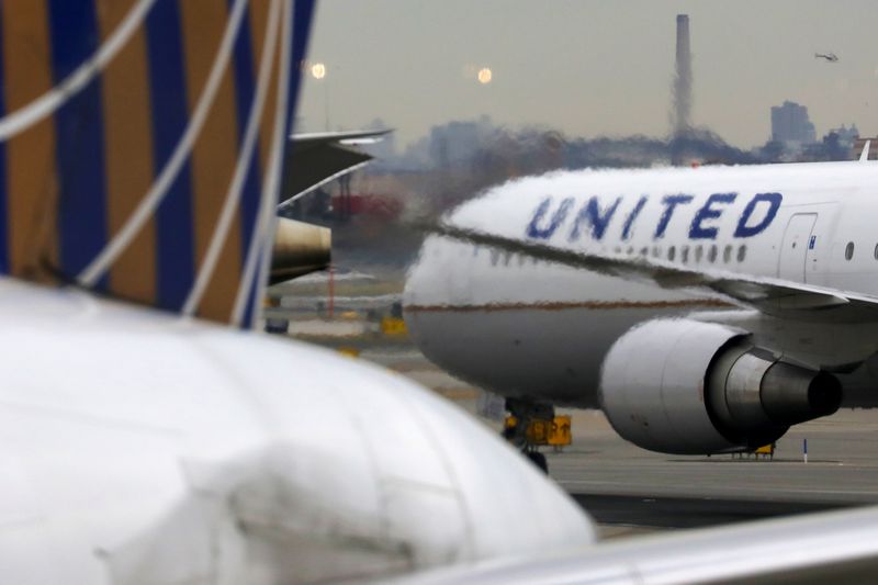 FILE PHOTO: A United Airlines passenger jet taxis at Newark