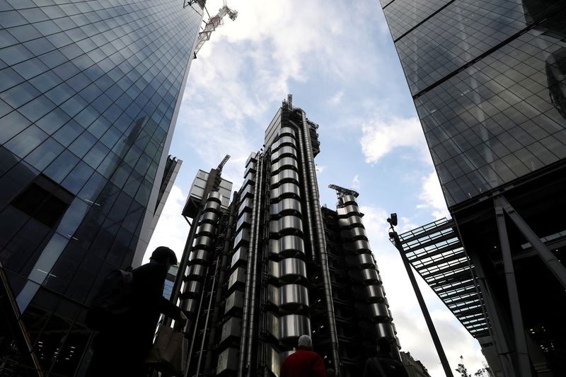 FILE PHOTO: The Lloyd’s of London building is lit by