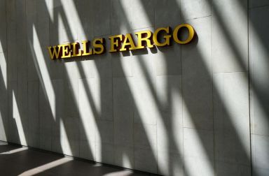 The sign outside the Wells Fargo & Co. bank in