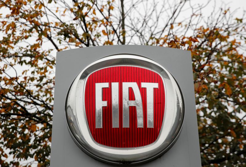 Logo of car manufacturer Fiat is seen in Zurich