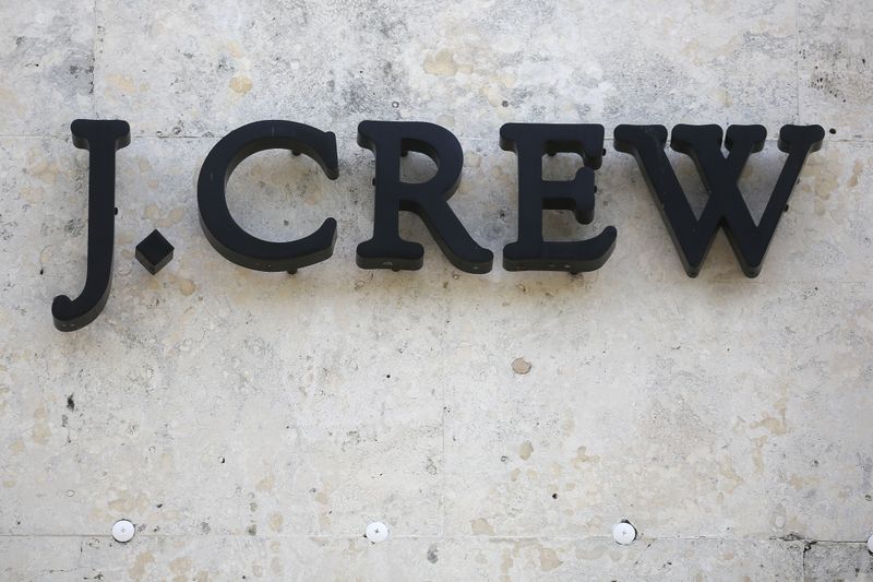 A J.Crew store logo is pictured on a building along