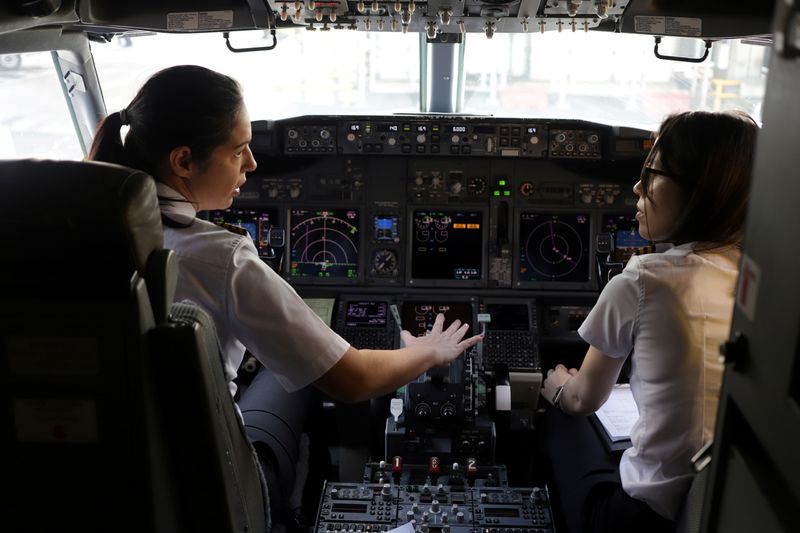 FILE PHOTO: Captain Natalia Weiss and co-pilot Thays Goncalves of