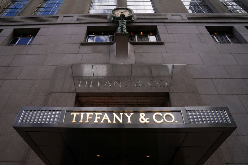 FILE PHOTO: A Tiffany & Co logo is seen outside