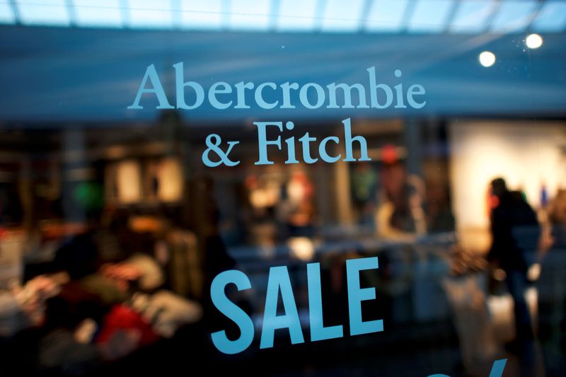 An Abercrombie & Fitch storefront sign states “SALE” at the