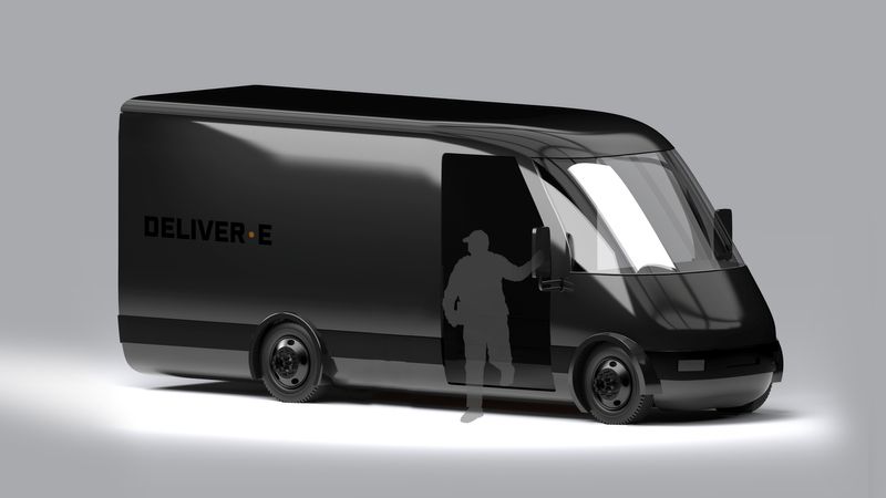 A Bollinger Motors DELIVER-E electric delivery van is seen in