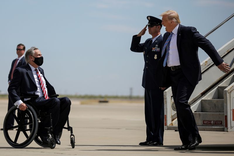 FILE PHOTO: U.S. President Trump arrives at Midland International Air