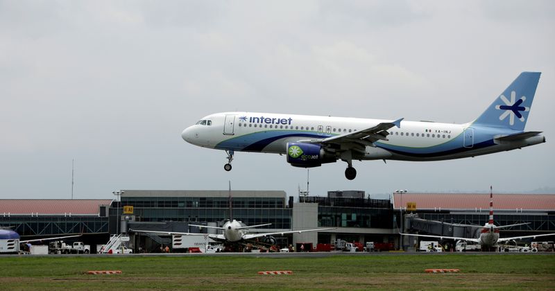 FILE PHOTO: An Interjet Airbus A320 plane arrives at Juan