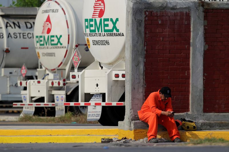 FILE PHOTO: A worker of the Mexican state oil firm