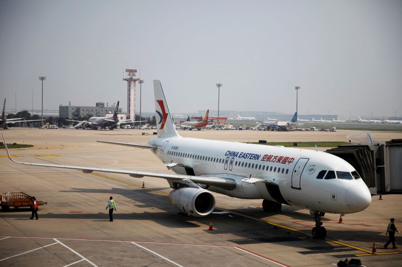 China Eastern Airlines aircraft is seen at the Beijing Capital
