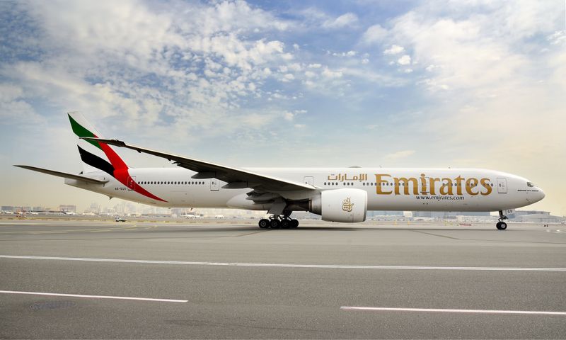 A general view of an Emirates Airlines’ Boeing 777-300ER aircraft