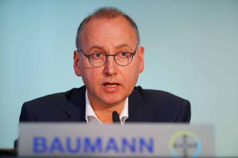 Werner Baumann, CEO of Bayer AG, addresses the annual results