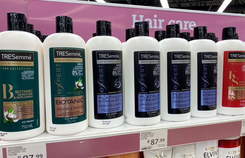 TRESemme products, a Unilever Plc brand are seen on a