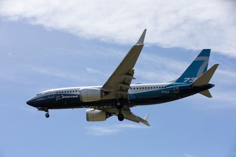 FILE PHOTO: A Boeing 737 MAX airplane lands after a