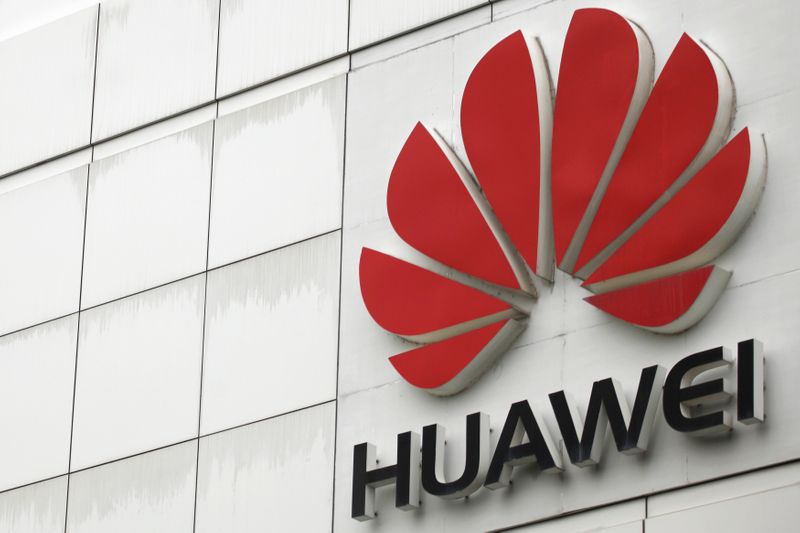 FILE PHOTO: The logo of the Huawei Technologies Co. Ltd.