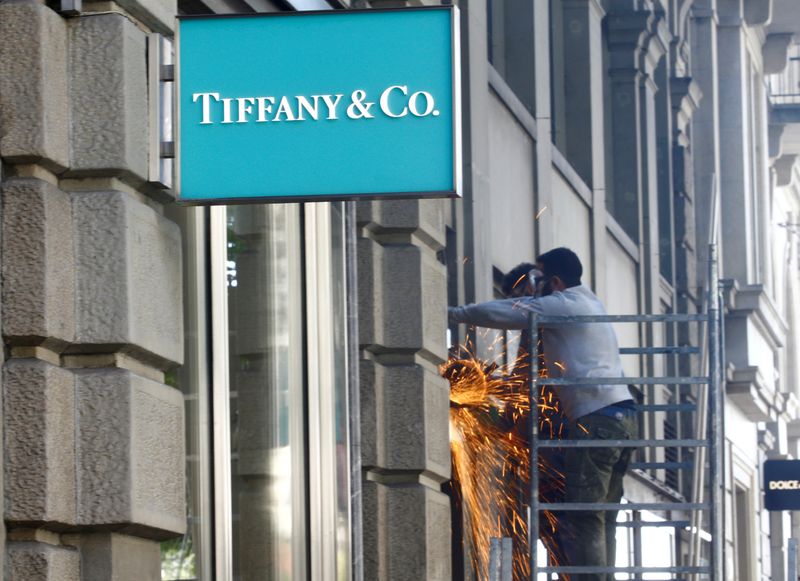 FILE PHOTO: Logo of U.S. jeweller Tiffany & Co. is