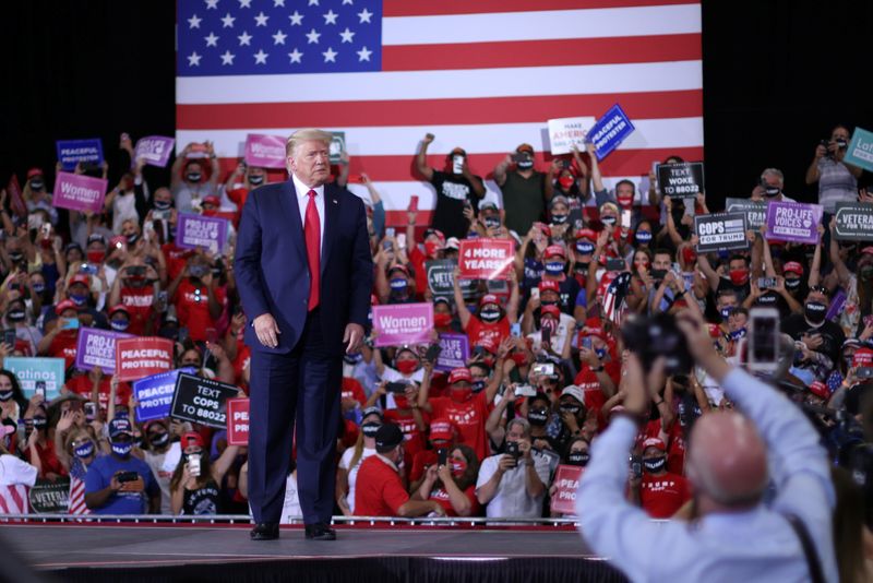 U.S. President Trump rallies with supporters at a campaign event