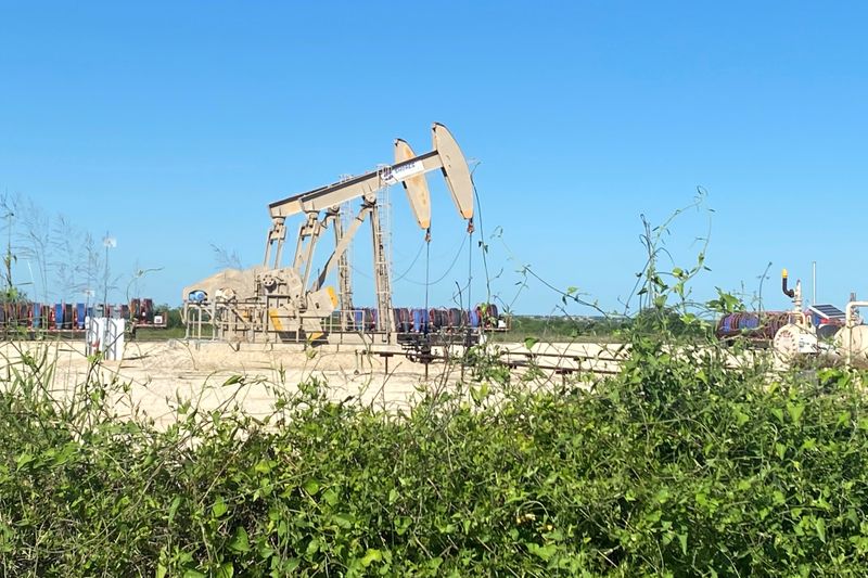 FILE PHOTO: Oil pumps are seen in Karnes County