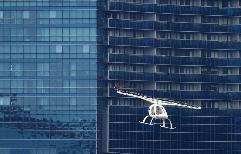 FILE PHOTO: A Volocopter air taxi performs a demonstration in