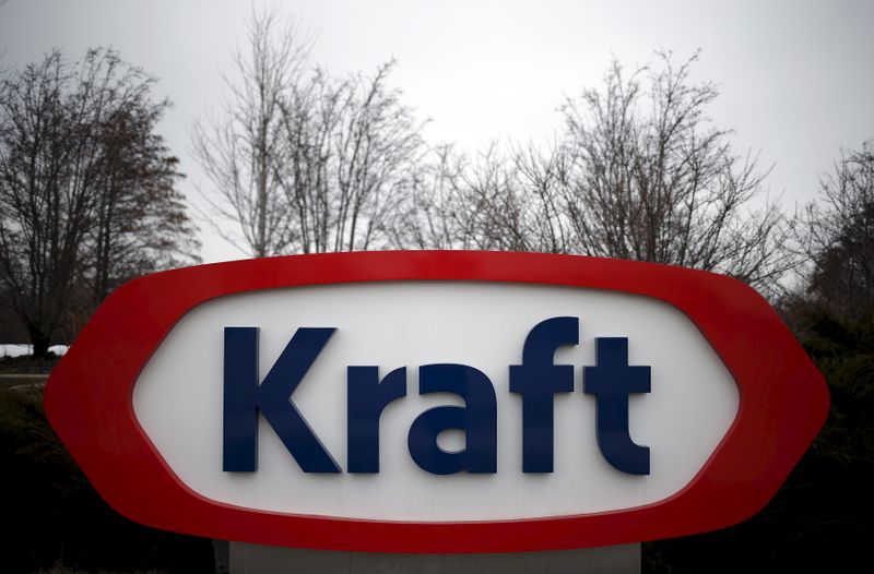 The Kraft logo is pictured outside its headquarters in Northfield