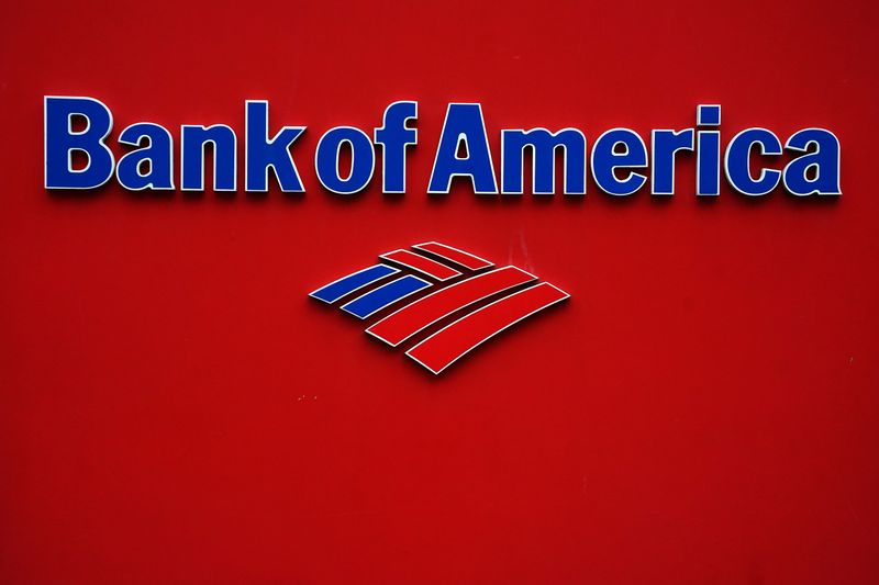A Bank of America logo is pictured in the Manhattan