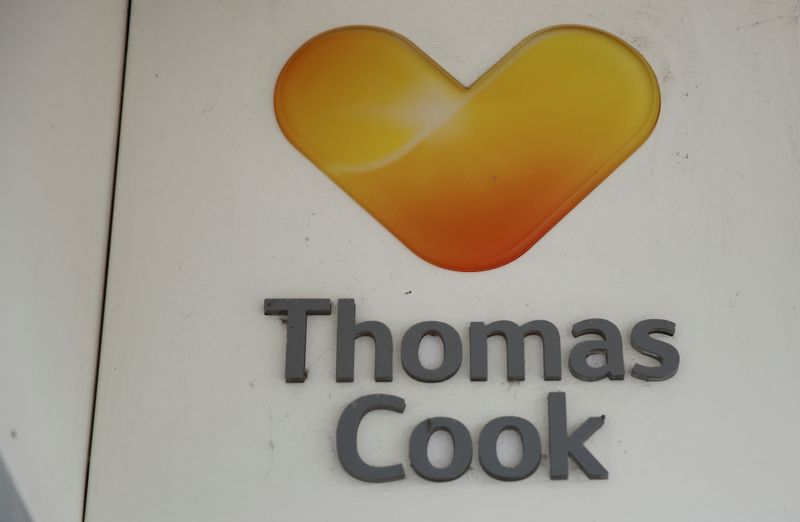 FILE PHOTO: Signage is seen outside a closed Thomas Cook