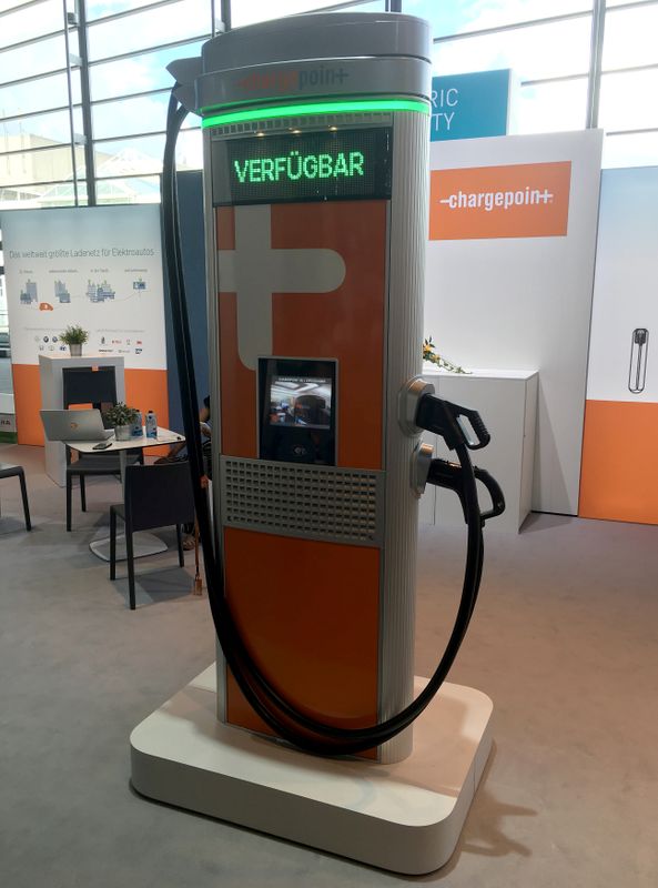 A ChargePoint station on display at the Frankfurt Motor Show