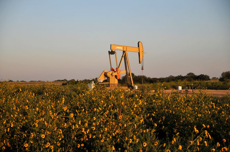 A pump jack operates at a well site leased by