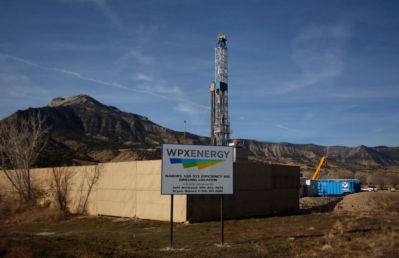 A WPX Energy natural gas drilling rig in Parachute, Colorado