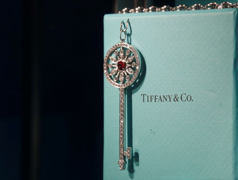 Tiffany & Co. jewelry is displayed in a store in