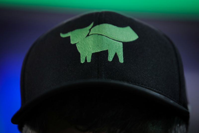 A guest wears a hat during the Beyond Meat IPO