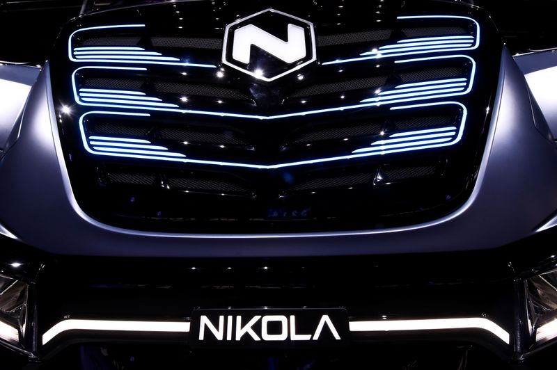 U.S. Nikola’s logo is pictured at an event held to
