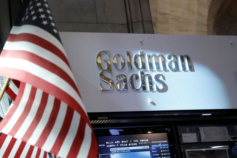 A view of the Goldman Sachs stall on the floor