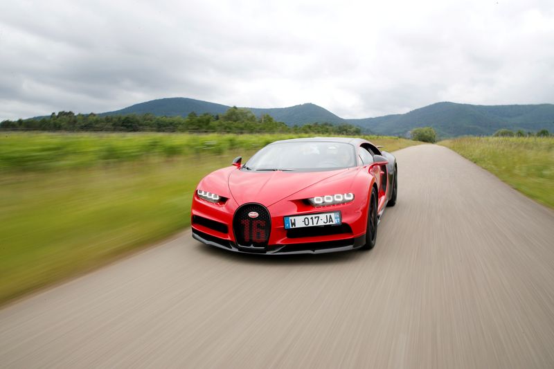 FILE PHOTO: A Bugatti Chiron sports car is driven on