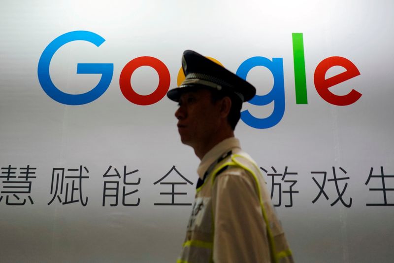 FILE PHOTO: A Google sign is seen during the China