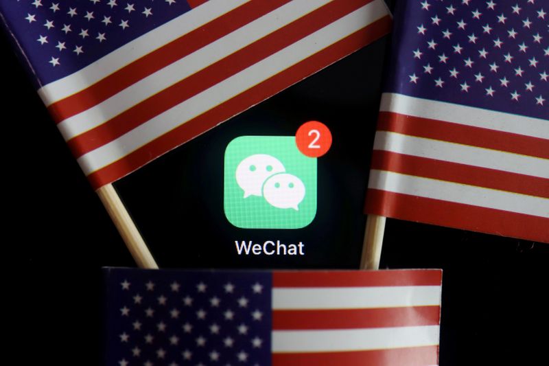 FILE PHOTO: The messenger app WeChat is seen among U.S.