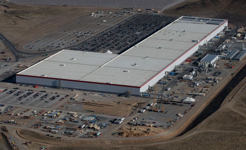 FILE PHOTO: Aerial view of the Tesla Gigafactory near Sparks,