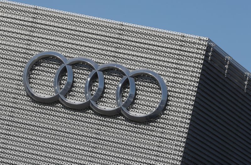 FILE PHOTO:  An Audi logo is seen at the