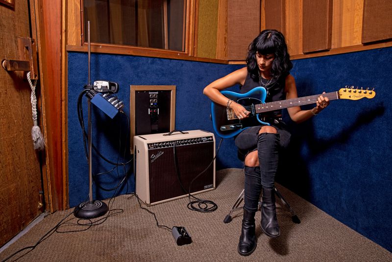 Artist Sade Sanchez is seen with a Fender American Professional