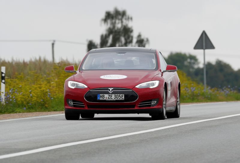 FILE PHOTO: Tesla Model S drives during electric car E-Rallye