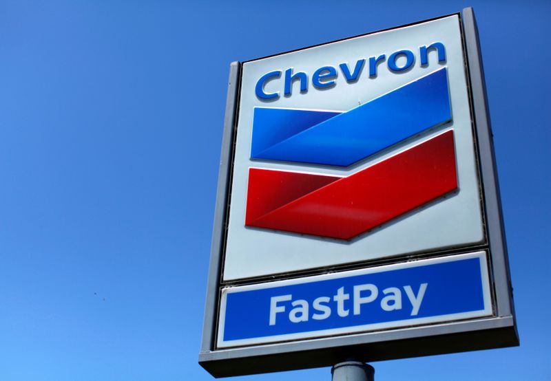FILE PHOTO: A Chevron gas station sign is seen in