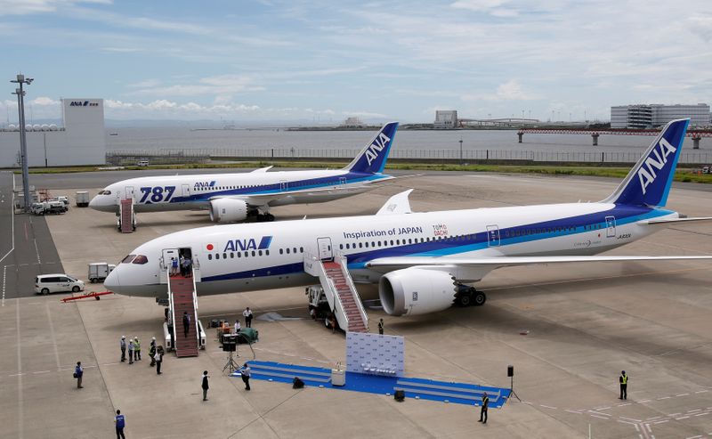 FILE PHOTO: An ANA’s Boeing 787-9 Dreamliner airplane is parked