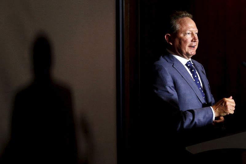 FILE PHOTO: Andrew Forrest, chairman of Fortescue Metals Group, speaks