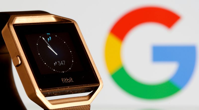 FILE PHOTO: Fitbit Blaze watch is seen in front of