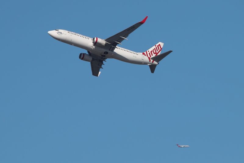 FILE PHOTO: A Virgin Australia Airlines plane takes off from