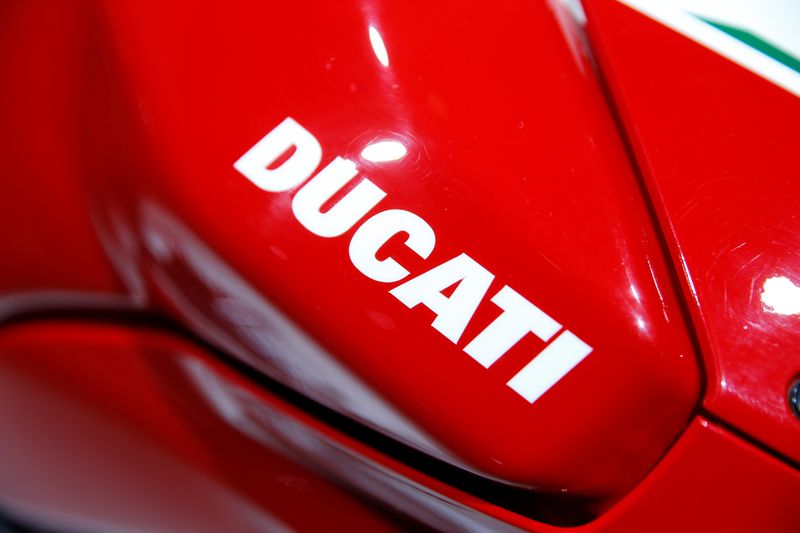 Ducati logo is pictured during the Volkswagen Group’s annual general