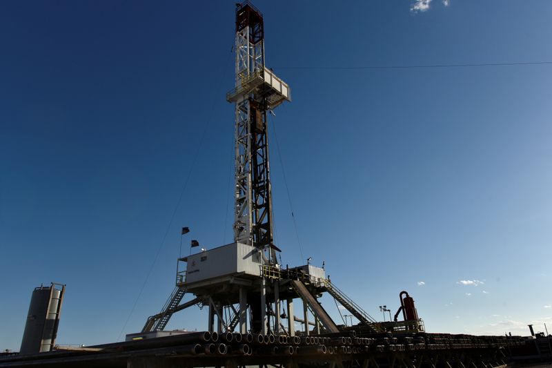 FILE PHOTO: A horizontal drilling rig on a lease owned