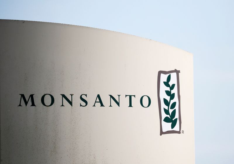 The logo of Monsanto is seen at the Monsanto factory