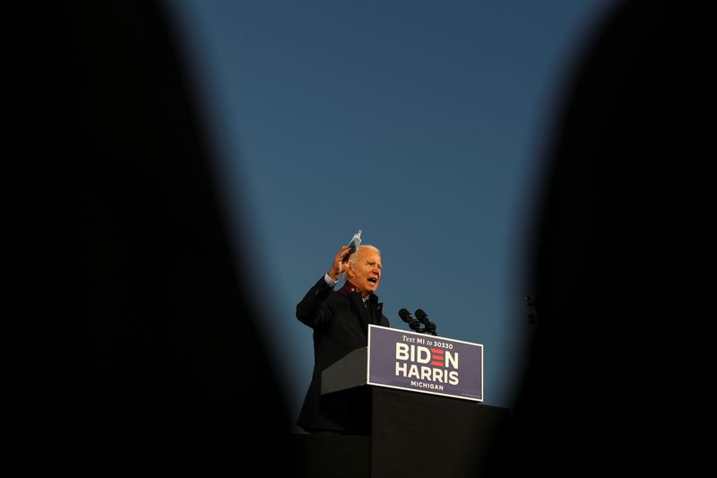 U.S. Democratic presidential candidate Joe Biden speaks during a voter